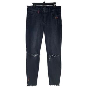Joes Jeans Women’s 28 Distressed Embroidered X’s Skinny Jeans Dark Wash Fringe